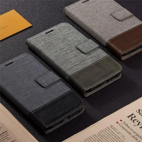 For Sony Xperia XZ2 Premium/XZ2 Compact Canvas Cloth Wallet Dual Color Card Pocket Slot Flip Case Mobile Cell Phone Cover Stand