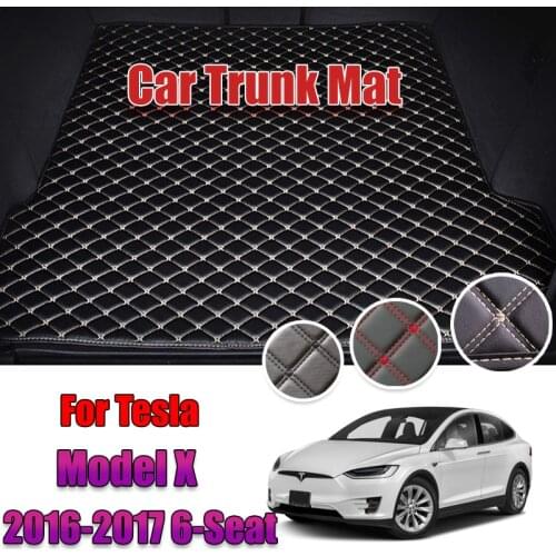 The Trunk Cargo Leather Liner Car Boot Liner Cargo Compartment Floor Carpet Mud Kick For Tesla Model X 2016-2017 6-Seat