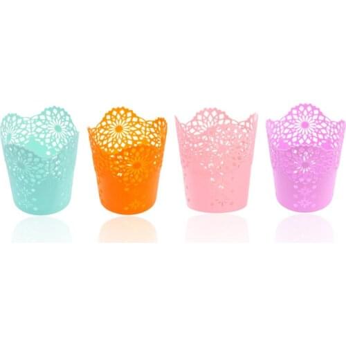 New Simple Brush Pot Lace Hollow Pattern Storage Pen Pencil Pot Holder Container Pen Holder Desk Organizer Gift