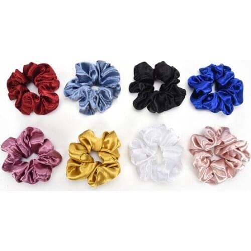New arrival Fashion women lovely bright cloth Hair bands solid hair scrunchies girls hair Tie Accessories Ponytail Holder