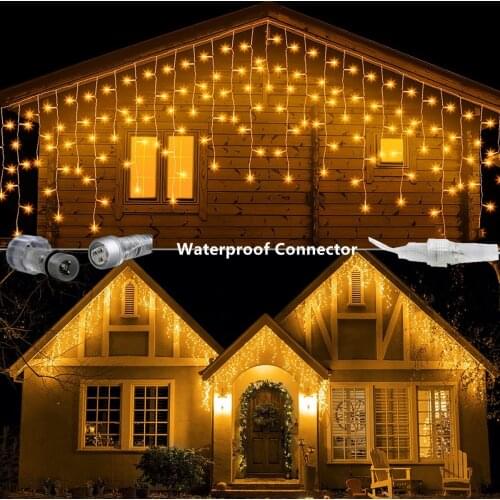 New Year Decoration House Christmas Lights For Outdoor Festoon Led Icicle Curtain Light Droop 0.5/0.6/0.7M EU Plug