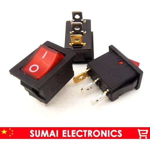 Sample,KCD1 3 Pin LUMINATED Rocker Switch Red light button switch for Power,car etc. 10A/125VAC,6A /250VAC,21*15mm