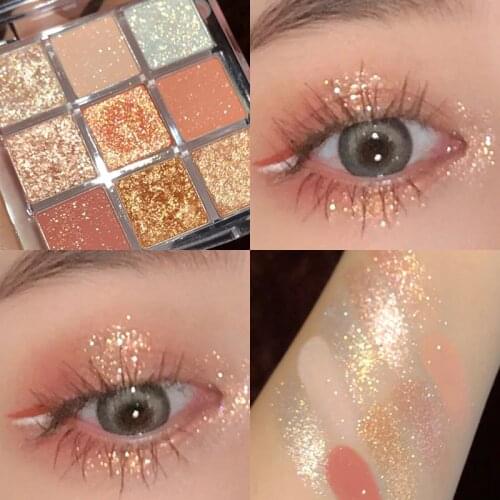 9 Colors Shiny Glitter Bomb Eyeshadow Palette Matte Eye Shadow Palette Shimmer Long lasting Brighten Make Up Palette Cosmetics