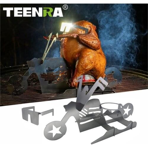 TEENRA Portable Grilled Chicken Rack Stainless Steel Beer Can BBQ Chicken Stand Non-Stick Chicken Leg Rack Outdoor Camping BBQ