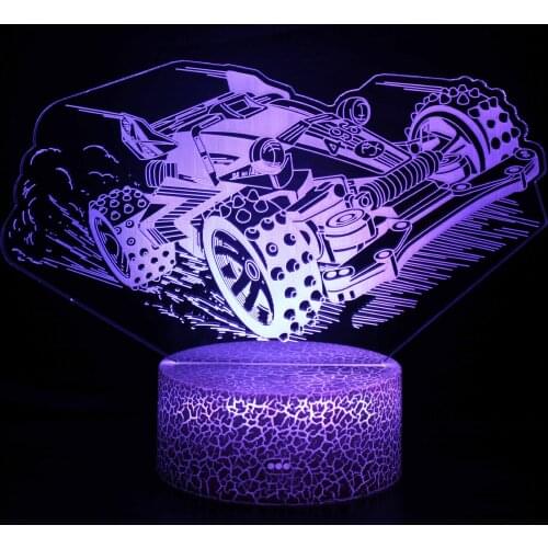 3D LED Night Light Dynamic Car with 7 Colors Light for Home Decoration Lamp Amazing Visualization Optical Table Lamp Kids Gifts