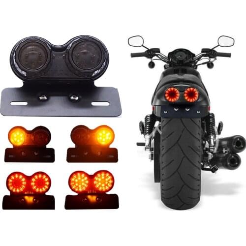 Universal Motorcycle LED Taillight Custom Motorbike Rear Stop Brake Lamp License Plate Light Turn Signal Indicators for BMW