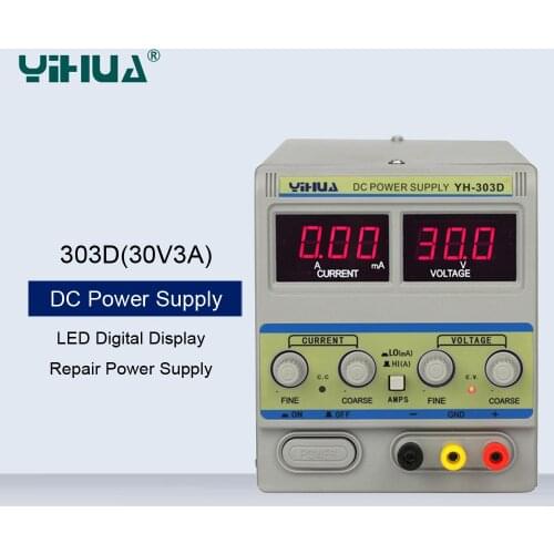YIHUA 303D 30V3A Laboratory Test Power Supply Adjustable Double LED Digital Display Voltage Regulator Linear DC Power Supply