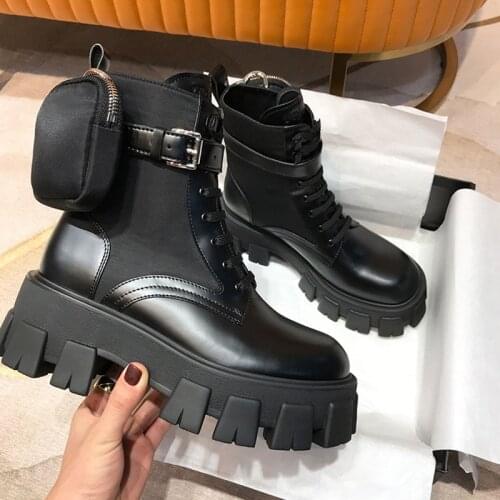 Spring And Autumn Womens Boots Pocket Motorcycle Boots Fashion Microfiber Leather Ladies Shoes British Style Black Short Boots