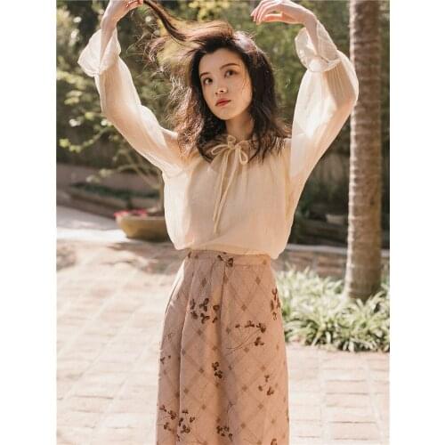 2019 new fashion womens clothing Autumn suit retro skirt two-piece suit 2 piece set women