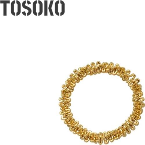 TOSOKO Stainless Steel Jewelry Shiny Chain Ring Simple Geometry Womens Ring BSA239