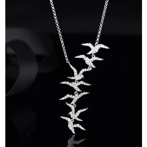 Necklace for Women Swallow Pendant Long Necklace Chain Summer Style New Fashion 925 Sterling Silver Jewelry