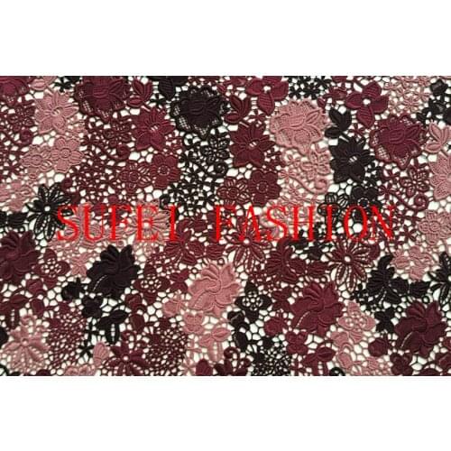 120cm wide dark red embroideried acrylic cotton water soluble cut-out lace wedding dress cheongsam fabric S160