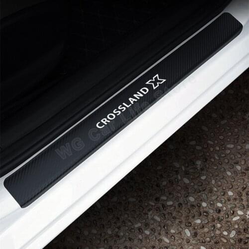 4PCS Car Door Sill Scuff Plate Decor Sticker for Opel Crossland X Carbon Fiber Car styling