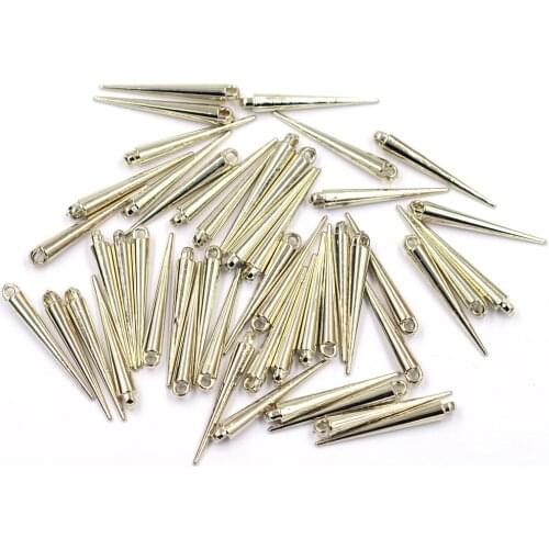 50Pcs Pendants Cone Acrylic Spike Tear Rivet Punk Studs and Spikes Earring Gold Plated Jewelry DIY Making Findings Charms 5x34mm