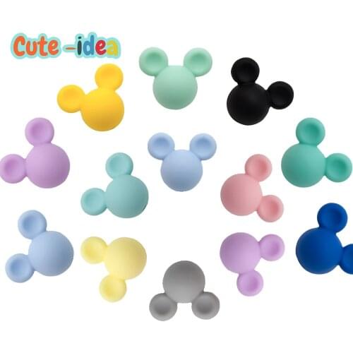 Cute-idea 30pcs Mouse Baby Teething Beads Food Grade Cartoon Silicone Beads For Necklaces Baby Teether Toy Nursing Gifts