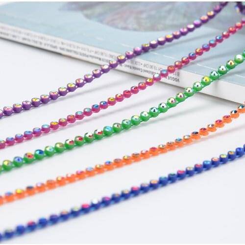 1Yard 10Yards/roll SS6-SS8 Glitter Crystal AB Rhinestone Chain Sew-On Glue-On For Clothes DIY Garment Accessories trim Chain