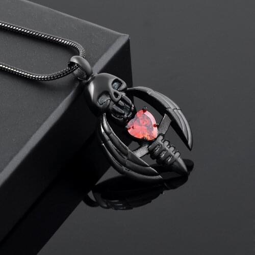 Black Plated Memorial Ash Keepsake Urn Necklace With Heart Crystal Funeral Urn Casket Memorial Cremation Urns Necklace Men