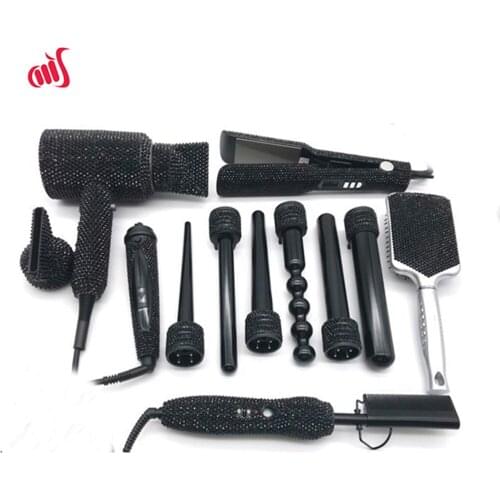 Crystal Hair Hot Tools Bling Bling Crystal Hair straightener Diamond Curling wands Kit Crystal Hair Blow Dryer Electric Brush