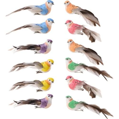 Artificial Bird Animal Wedding Fake Birds Decoration Foam Home Garden 12pcs/Set DIY Craft Mini 12PCS Sparrow Ornaments
