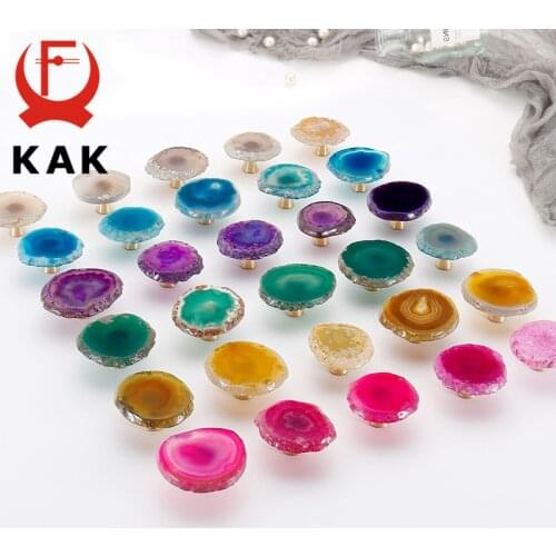 KAK Natural Agate Cabinet Knobs and Handles Nordic Style Drawer Knobs Kitchen Handles Decorative Furniture Knobs Hardware