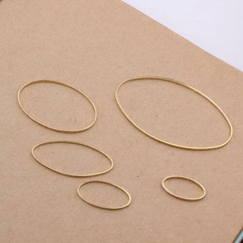 KC gold ellipse copper diy Korean jewelry accessories popular minimalist geometric earrings pendant necklace pendant fitting