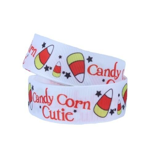 FLRA Ribbon (50yards/lot) Cartoon candy corn printed grosgrain ribbons