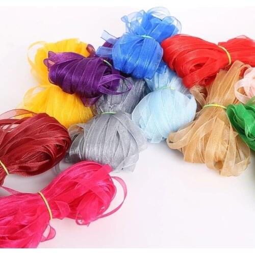 10meter/roll 6mm Organza Ribbon Chiffon Transparent Ribbon Cake Candy Box Gift Packaging Accessories Sewing Party DIY Decorate