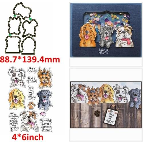 Lovely Dogs Animal Metal Cutting Dies And Clear Stamps Interesting Sentences Life Is Ruff DIY Scrapbooking Craft Paper Card 2020