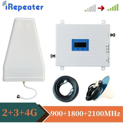 IRepeater Mobile Amplifier Tri Band Repeater 900 1800 2100 GSM Repeater DCS WCDMA 2G 3G 4G Repeater LTE Cellular Signal Booster