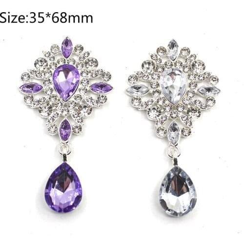 Fashion 5pc 35*68 mm DIY Silver Flat Back Accessories Alloy Brooch Jewelry Decoration Craft Supplies Rhinestone Buttons