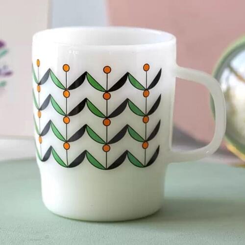 Dubbelwandige Glazen напальчники для пубг Glass Milk White INS Wind Medieval Style Retro French Flowers Milk Cup Coffee Handle