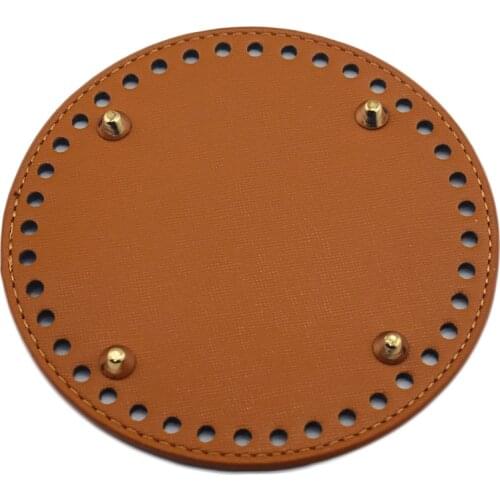 Bag Bottom Leather Bag Accessories Handmade DIY Replacement Round Brown Bottoms for Bucket Bag CrossBody Handbag 14*14cm