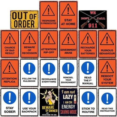 Notice/Warning Metal Tin Sign Pubic Vintage Wall Plaque Retro Text Painting Kitchen Cafe Bar Pub Club Home Decor