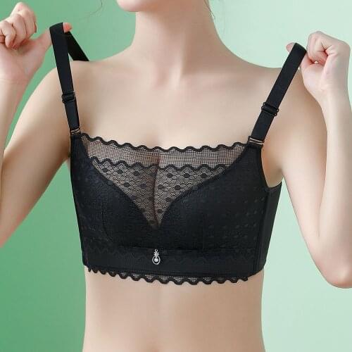 Pure Color Womens Underwear Comfortable Soft Padding Lace Anti-Glare Bra Elegant Non-Wire Lingerie Bralette Size 30-40 A B C D