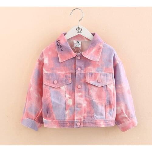 2021 Autumn Spring Fashion 2 3 4 6 8 10 12 Years Children Clothing Pocket Colorful Denim Camouflage Jacket For Kids Baby Girls