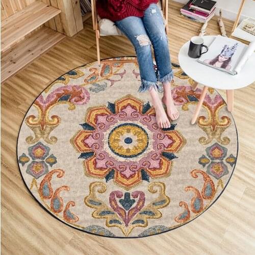 Persian Style Round Carpets For Living Room Bedroom Rugs And Carpets Classic Flower Decor Floor Mat Study Coffee Table Area Rugs