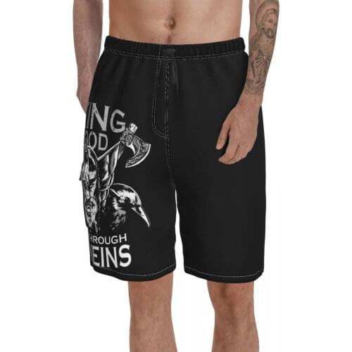 Beach Viking Blood Runs Through My Veins Vikings G Odin, Norse, Viking Breathable Quick Dry Humor Graphic Hawaii Pants