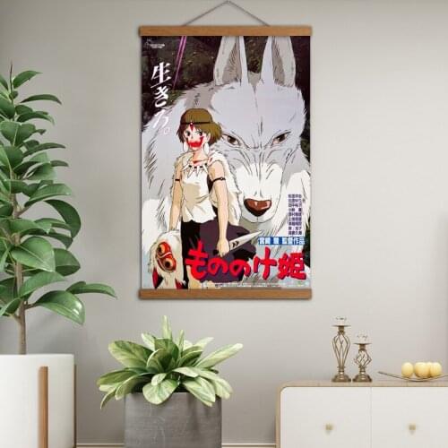 Princess Mononoke Classic movie Anime Poster Canvas Prints Wall Art Solid Wood Scrolls Painting For Living Room Decor