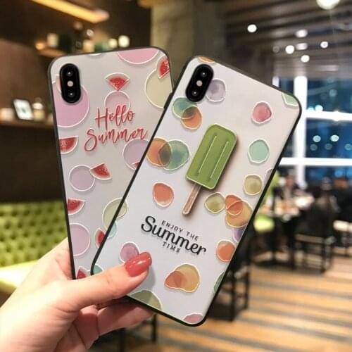 Cool Summer 3D Embossed Phone Case For iPhone X XS XR 11 12 Pro MAX 6 7 8 Plus Capa Soft Back Covers Cute Matte Phone Cases