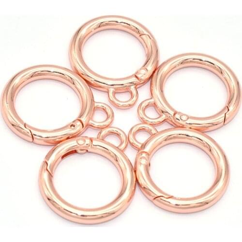 Rose Gold Double Loop O Spring Ring Connector Snap Hook Buckle Purse Rings Strap Connector Ring Strap Adjuster Handbag Webbing