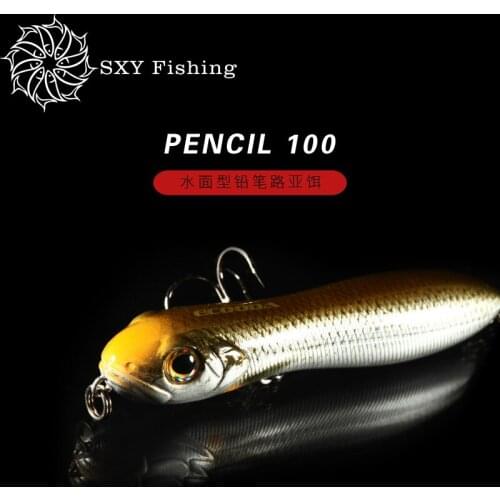 SXY FISHING PENCIL 100 Water surface type pencil lead bait Strengthening slots hook 3D Simulation technology Laser coating