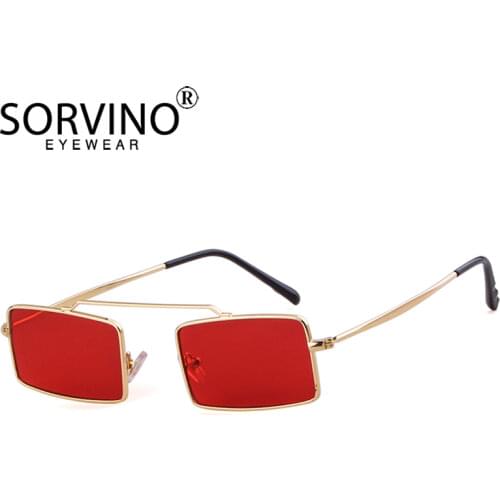 SORVINO Small Square Sunglasses for Women 2020 Brand Designer Flat Top Steampunk Rectangular Hipster Sun Glasses Red SP271