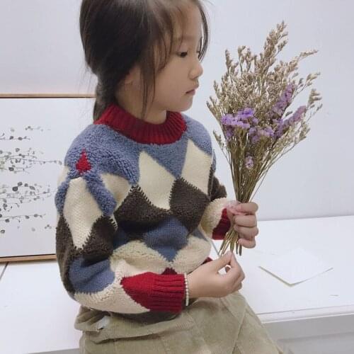 Girls Sweater Babys Coat Outwear 2021 Blue Plus Velvet Thicken Warm Winter Autumn Knitting Top Cotton Childrens Clothing