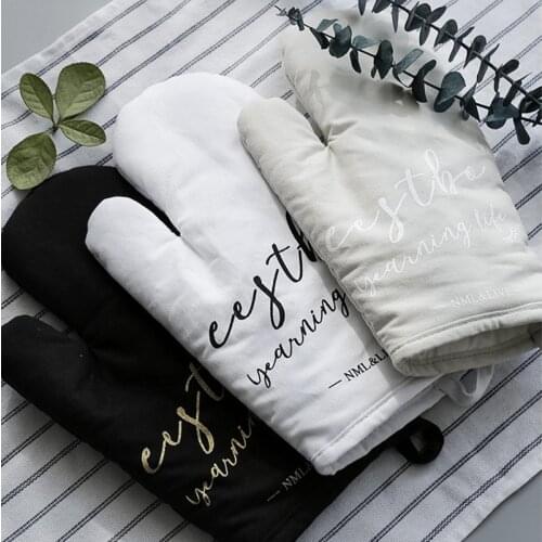Oven Mitts 1Pc Cotton Oven Glove Heatproof Mitten Kitchen Cooking Microwave Oven Mitt Insulated Non-slip Thickening Glove