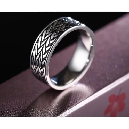 MANGOSKY 8MM Vintage 316L Stainless Steel Ring for Men And Women Never Fade Power Lucky Mantra Ring