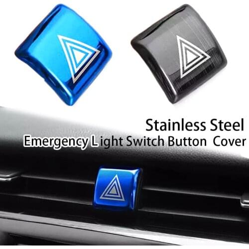 Wooeight 1x Car Stainless Steel Emergency Light Switch Button Frame Cover Decorative Trim Stickers Fit For Toyota Camry 2018