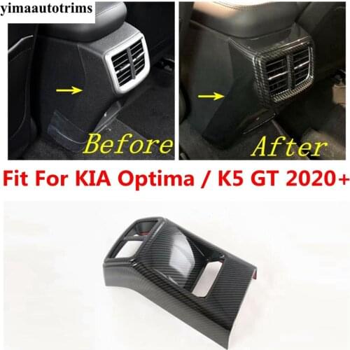 Rear Armrest Box Anti Kick Air AC Conditioning Vent Outlet Cover Trim For KIA Optima / K5 GT 2020 2021 ABS Carbon Fiber Interior