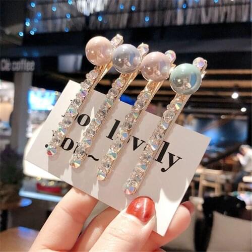 Fashion Pearl Shinny Crystal Rhinestone hairpin ball side clip Accessories For Women Girls Hairgrip Hair Accessories Drop Ship