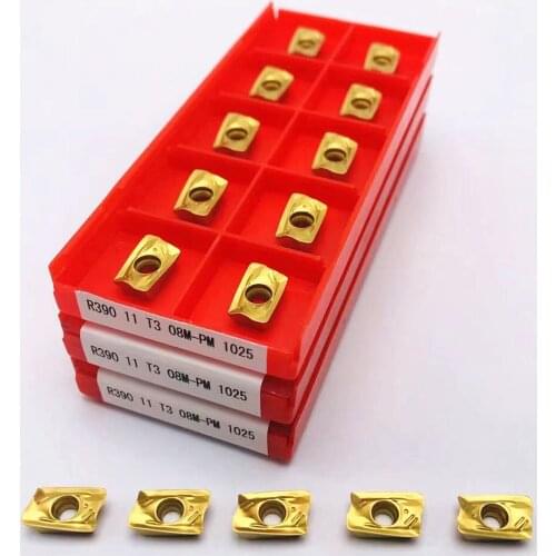 10PCS carbide R390 11T308 PM 1025 indexable turning insert R390 metal cutting tool milling machine parts insert