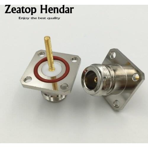 10Pcs Brass N Female Jack with 4 Hole Flange Long Soldering Panel Mount Chassis RF Adapter Connector 25mm * 25mm